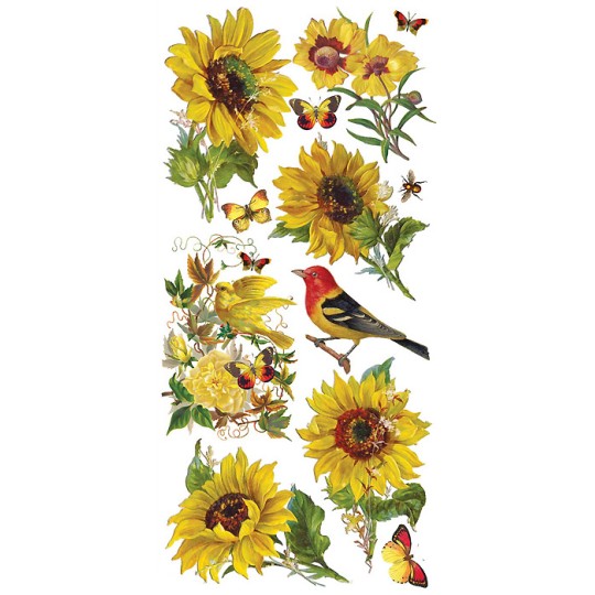 1 Sheet of Stickers Mixed Sunflowers, Birds and Butterflies